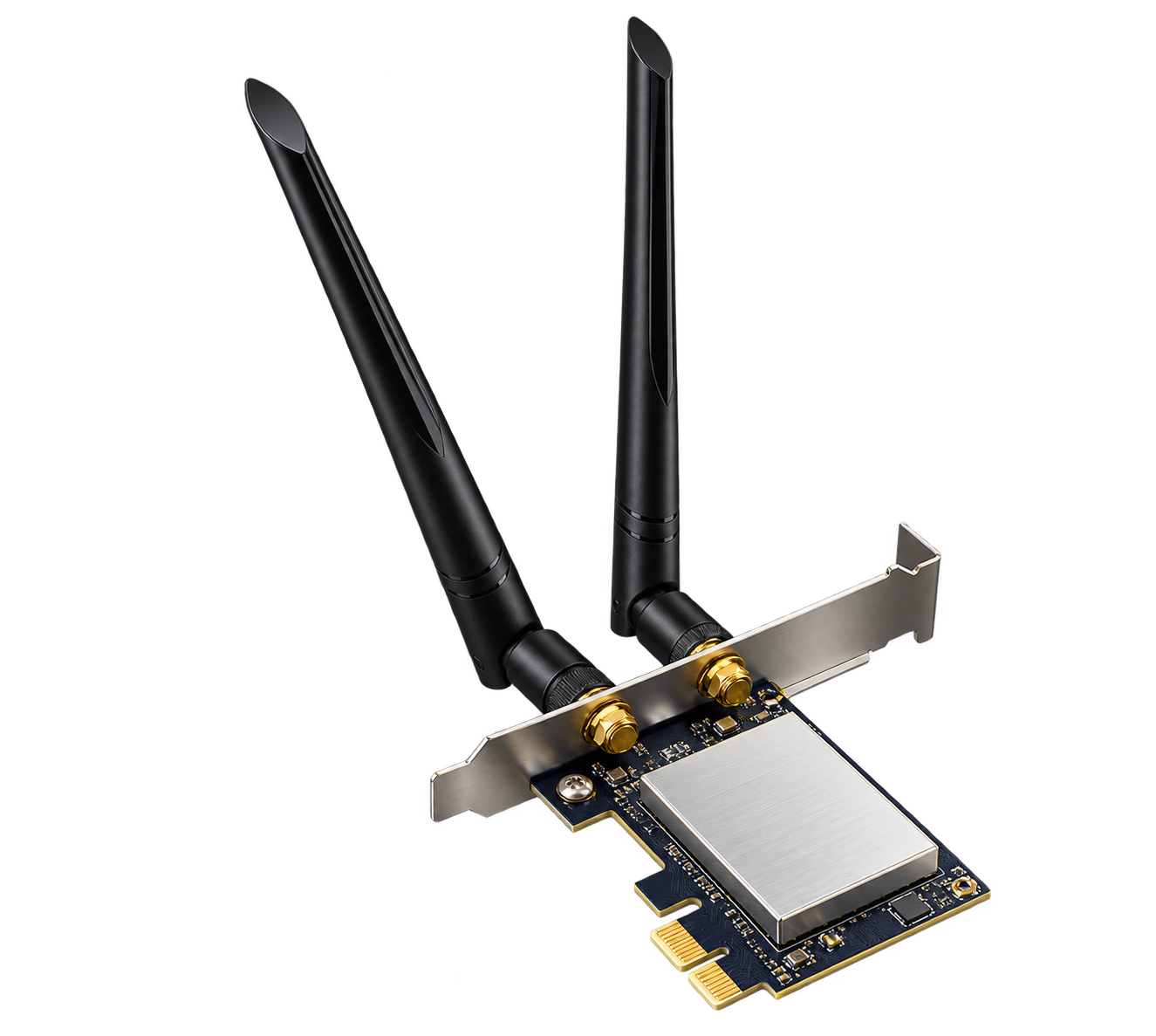 Generic dual-antenna PCIe wireless network card product rendering